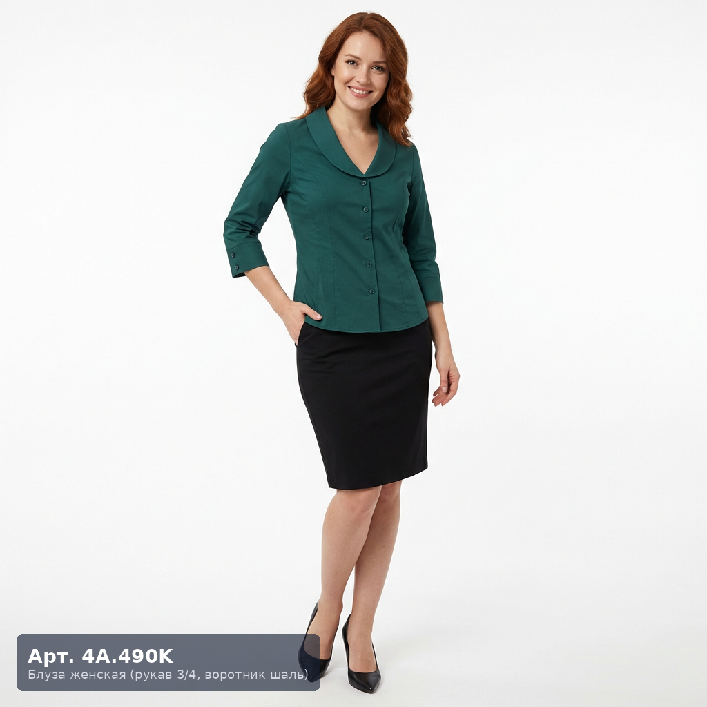 Блуза женская форменная 4А.490К (с воротником-стойкой)